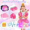 Toddlers Light Up Princess Dress Up Clothes for Little Girls 3-6, Unicorn & Peach Kids Dress Up Princess Costume with Tutu, Wing, Play Jewelry, Kid Pretend Play Princess Toys Gift for Girls Toddler