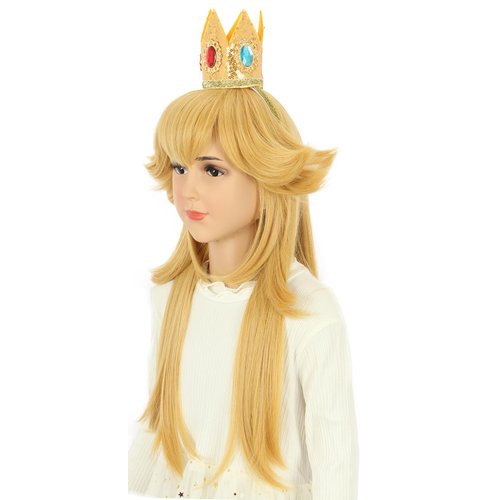 karlery Kids Girls Long Golden Princess Costume Wig with Crown Halloween Cosplay Party Wig