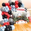 132pcs Race Car Balloons Arch Garland Kit, 18 12 10 5Inch Red Blue Black Checkered Wheel Tire Balloons for Race Car Birthday Party Decorations Two Fast Birthday Decor