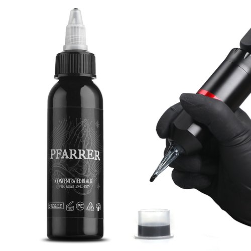 PFARRER Black Tattoo Ink 2oz(60ml) Vegan-Friendly USA Standard Pigment Tattoo Supplies Concentrated Black TI7003-60-002