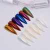 Katfan Pearl Liquid Nail Powder Pearlescent Ice Aurora Dust Nail Powder Chameleon Holographic Chrome Iridescent Mirror Effect Pigment High Gloss Nail Art Glitter for Home DIY Nail Tips