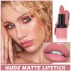 ZHISHUDL Matte Nude Lipstick Velvet Heart Shaped Lip Stick,Nude Lip Stain Lip Tint Long Lasting Non Stick Cup Neutral Lipstick for Women - 02 Peach
