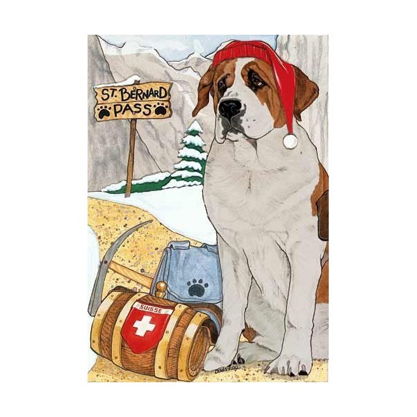 Pipsqueak Saint Bernard Christmas Cards : 10 Holiday Cards with Red Envelopes - ADORABLE!
