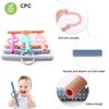 YAPROMO Silicone Baby Teether Tubes for Infants with Nursing Biting Chewing - 3 Pack 3 Pcs-Blue&Beige&Grey