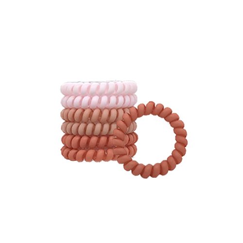 ZHOUMEIWENSP 6 Pcs Spiral Hair Ties, Purple Matte Hair Ties Plastic Phone Cord Hair Bands Ponytail Holder Coil Hair Ties for Any Kinds of Hair, Hair Styling Accessories (Candy Purple Colors) (Pink)