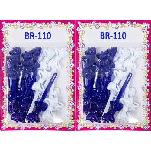 Tara Girls Self Hinge Multi Design Plastic Bow Hair Barrettes Selection Pack Of 2 (BR-110)