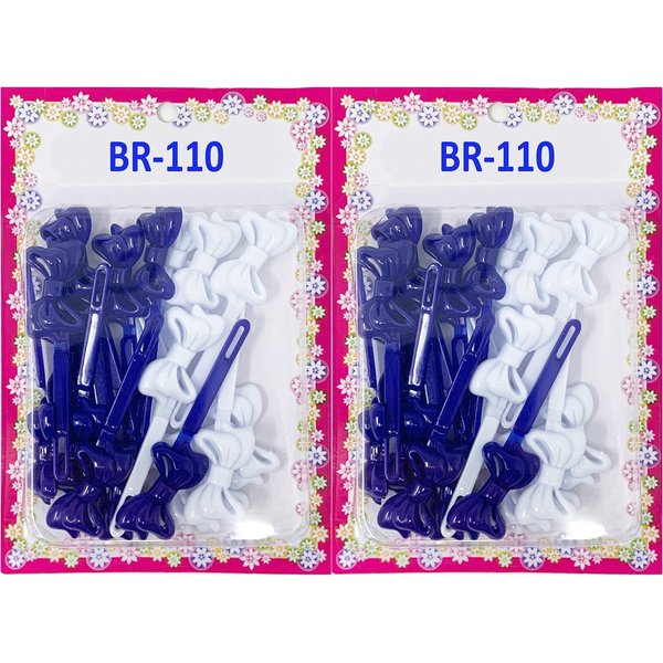Tara Girls Self Hinge Multi Design Plastic Bow Hair Barrettes Selection Pack Of 2 (BR-110)