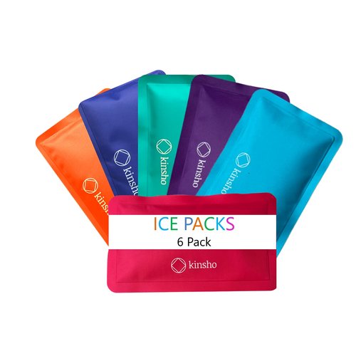 kinsho Ice Pack for Kids Lunch Box, Bag and Bento Boxes, Reusable and Refreezable Soft Slim Pouches for Travel, School, Work or Camping, Long Lasting Cold, Flexible | (6 Color)…