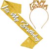 RhinestoneSash Its My Birthday Headband and Sash Set - Gold Sparkle Birthday Accessory for Women - Birthday Party Decorations - HBSash(ItMyBdy) GLD