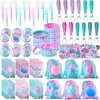 Sherr 140 Pcs Mermaid Party Favors for Kids Include Mermaid Silicone Bracelets, Mermaid Drawstring Backpacks, Keychains, Pens, Stickers, Spiral Notebooks for Birthday Party Supplies