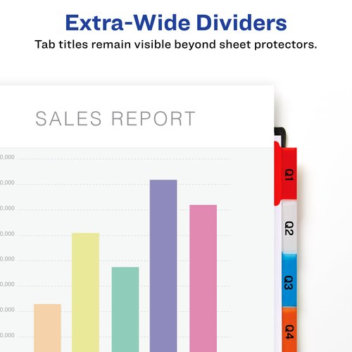 Avery Big Tab Extra-Wide Insertable Dividers for 3 Ring Binders, 8-Tab Set, Multicolor, 6 Sets (21211)