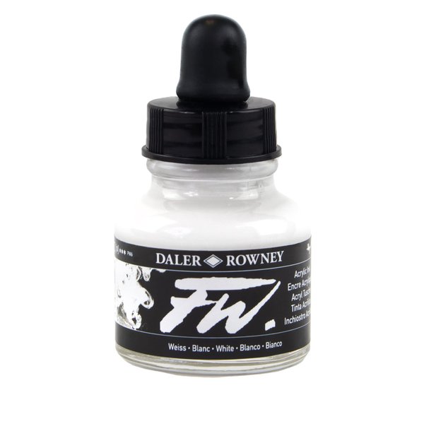 Daler-Rowney FW Acrylic Ink Bottle White - Versatile Acrylic Drawing Ink for Artists and Students - Permanent Calligraphy Ink - Archival Ink for Illustrating and More