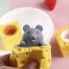 3PCS Animal Squishes Toys with Cheese Cup Squishies Cute Mice Squeeze Toys for Kids Cheese Squirrel Cup Fidget Toys for Adults Anxiety ADHD Stress Relief Toy Birthday Party Favors