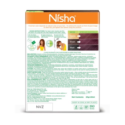 Nisha Creme Hair Color Pack of 1 Dark Brown,Beautiful Color Permanent Hair Dye,Long-Lasting High-Definition Color,Shine & Silky Softness, Permanent Hair Color,Ammonia Free, Vegan, Cruelty Free