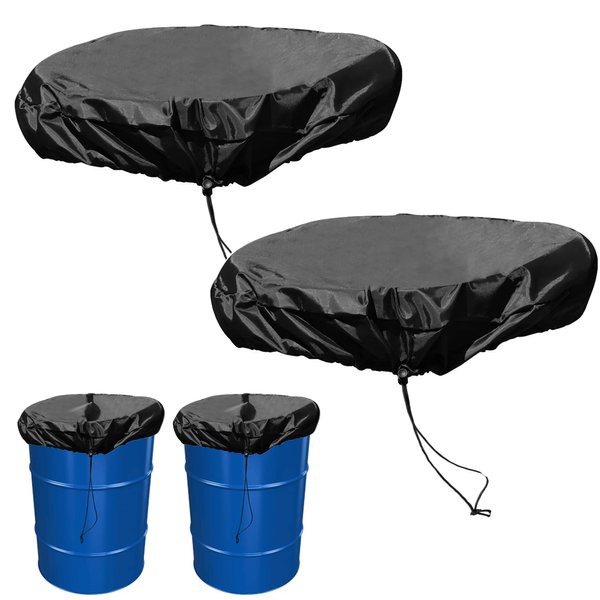 55 Gallon Drum Cover - Stretchable Adjustable Drum Cover with Drawstring, Water Storage Barrel Cover for Barrel Universal Rain Barrel, All Weather Protection