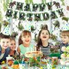 NICOWARM Dinosaur Birthday Party Decorations Set Includes Pre-assembled Happy Birthday Banner, Dinosaur Hanging Swirl, Honeycomb Centerpiece for Table, Dinosaur Party Supplies for Home, School