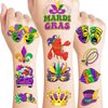 Mardi Gras Temporary Tattoos Fat Tuesday 101 PCS Sticker for Kids Masquerade Celebration, New Orleans, Birthday Decorations, Festival, Carnival Themed Party Favors Supplies Cute Kids Gifts Ideal
