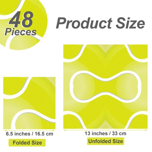 Aodaer 48 Pieces Tennis Paper Napkins Disposable Tennis Party Napkins Tennis Ball Sports Napkins Tennis Cocktail Dinner Napkin Set 13" x 13" Unfolded Tennis Tableware Napkins for Sports Party Supplies