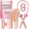 Lily England Heatless Hair Curlers to Sleep In - No Heat Curling Gift Set Includes Satin Headband, Hair Clip, Comb & 2 Scrunchies - Sleek & Smooth Overnight Curls (Peach, 6 Pack)