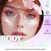 Wugbc 2Pcs Body Glitter Gel Stick,Face Rave Hair Accessories, Holographic Makeup Festival Mermaid Shimmer Chameleon Sequins Sparkling for Women Singer Concerts Disco Party Glitter, White