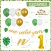 Wild One party Decorations, 150 Pcs Jungle Animal Party Supplies Decor for Boy Girl Birthdays with Banners Cake Topper Cupcake Topper Cupcakes Wrappers Balloons Backdrop Tablecloth Centerpieces