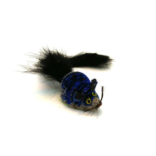 Cat Toy Wand Refill - Blue Mouse with Real Fur Tail KatFly® Cat Teaser Attachment