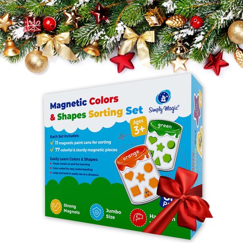 88 PCS Magnetic Color Sorting Set - Magnetic Shapes & Color Sorting Toys for Toddlers 1-3, Color Matching Magnets for Fridge, Whiteboard, Learning Colors Magnetic Sorting Set - Simply Magic