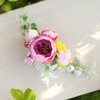 Fangsen Silver Wedding Rose Flower Pinecones Hair Comb Bridal Flower Hair Clip Floral Christmas Hair Accessories (Pink)