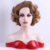 BERON Strawberry Blonde Wigs Short Strawberry Blonde Curly Wigs for Women Big Wavy 80s Flip Wigs Cosplay Costume Party Halloween Synthetic Strawberry Blonde Hair Natural Mommy Wigs with Wig Cap