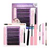 DIY Lash Extension Kit Volume Lash Clusters D Curl Individual Lashes Lash Clusters Kit Thick Eyelash Extension Kit 280 pcs Thin Band Cluster Lashes Lash Bond and Seal Lash Tweezers(Fluffy60D+100D kit)