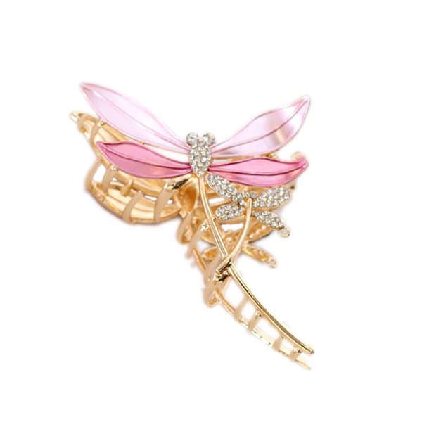 Metal Big Hair Claw Clips, Dragonfly Lotus Rose Shiny Rhinestone Nonslip Hair Jaw Clips Hair Catch Barrette Clamp Hair Accessories for Women Girls