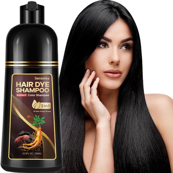GURKOOYD Black Hair Dye Shampoo For Men And Women, 3 In 1 Instant Hair Color Shampoo, Hair Dye For Gray Hair, Champu Para Canas, Easy To Use At Home, Natural Ingredients For Sensitive Skin