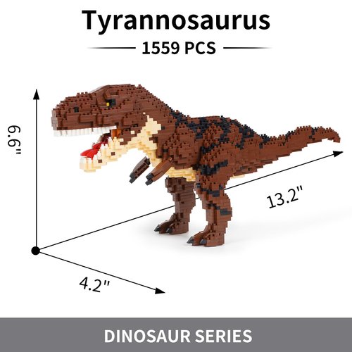 Geniteen Building Block Dinosaur Model Micro Mini Blocks Dinosaur Building Kit Gifts for Kids and Adult (Tyrannosauru)