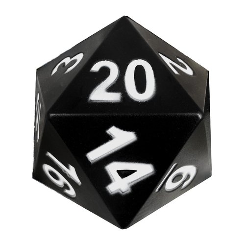 KESS Giant D20 Foam Dice: Oversized 20-Sided Dice for RPG and Collectors - 6 Vibrant Colors, Perfect for Outdoor Fun in Backyard, Pool, Beach. Ages 6+ (Black)