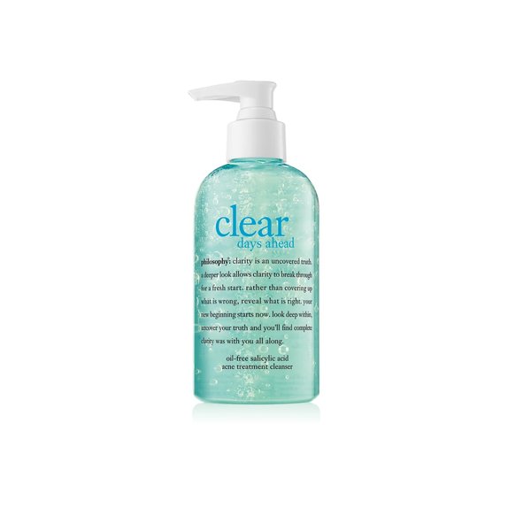 philosophy clear days ahead oil-free acne treatment facial cleanser - face wash with salicylic acid - effectively reduces breakouts - 8 fl oz