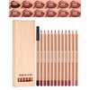 Matte Lip Liner Pencil Set, 12 Colors Creamy Lipliner Crayon, Long Lasting Waterproof Lip Tint Stain, Smooth, High Pigmented, Smudge-Proof Non-Stick Cup Lipstick Makeup Pen, Lip Liners Kit for Women-P