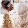CanB Bride Pearl Hair Comb Flower Silver Wedding Leaf Crystal Bridal Headpieces bridesmaid Head Plece Flower Girl Rhinestone Hair Jewelry Accessories for Women and Girls (Gold)