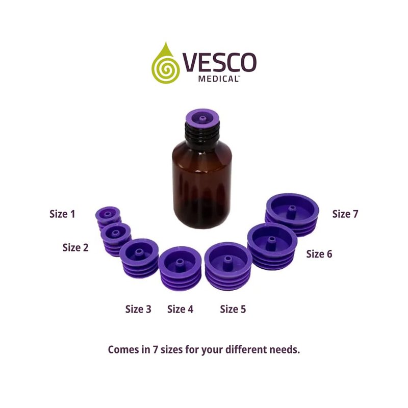 Vesco Medical Enfit Medicine Bottle Adapters (7, Asssortment Size1-7)