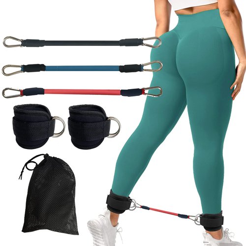 CORECISE Booty Ankle Resistance Bands with Cuffs, Strap Legs Bands, for Kickbacks and Hip Glute Training Exercises