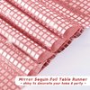durony 2 Pack Disco Party Table Runner Mirror Rose Gold Glitter Foil with Sparkle Sequin Table Runner for Bachelorette Party 70s 80s Party Disco Cowgirl Party Decorations