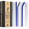 Reusable Glass Straw Set | 8 Multi Color Straws with 2 Cleaning Brushes | 4 Eco Friendly Bent Glass Straws and 4 Straight Glass Tube Straws | Zero Waste Drinking Straws | Dishwasher Safe