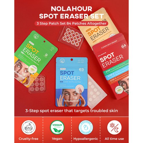 NOLAHOUR Spot Eraser Set of 84 Patches | Pimple Patches for Face for All Stages of Pimples | Face Patches that Feature Hydrocolloid Patches for Faster Results | Dark Spot Patch Pimple Set