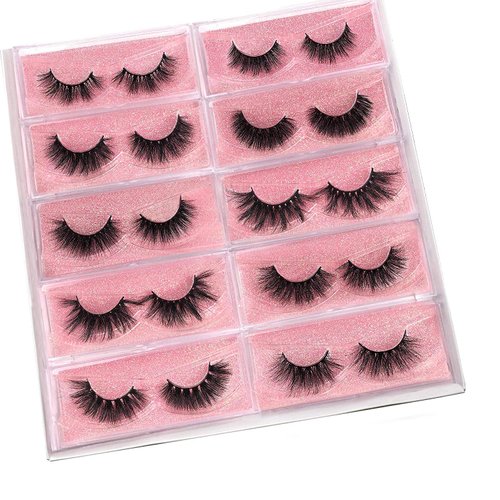 Labeh 3D Mink Eyelashes, Fake Eyelashes 15mm-25mm 6 Styles Natural Eyelashes Daily Crossed Cluster 100% Siberian Mink Fur Hand Made Strips Reusable Make Up Eyelashes