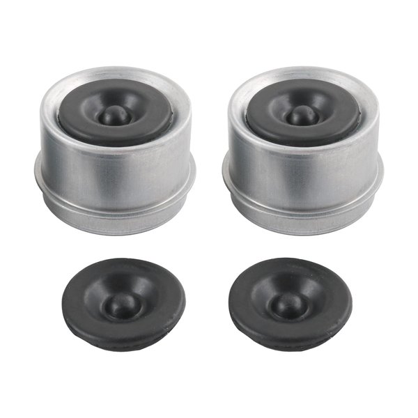 2pcs 1.98" Trailer Axle Dust Cap Cup Grease Cover Hub with Extra 2 Rubber Plugs for Most 2000 to 3500 lb Trailer Dexter EZ Lube Trailer Camper RV Boat, Trailer Axle Wheel Hub and Bearing Dust Cap