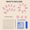 ArtiClaws Press On Nails Medium Almond Nude Pink French Tip 24 Pcs Nails Press ons Acrylic Glossy Artificial Nails Prep Kit