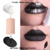 VavaSans Black Matte Liquid Lipstick with Silver Clear Glitter Lip Gloss 2 In 1 Dual Ended Highly Pigmented Long Lasting Non Sticky Transfer Proof High Shine Finish Makeup for Girls and Women