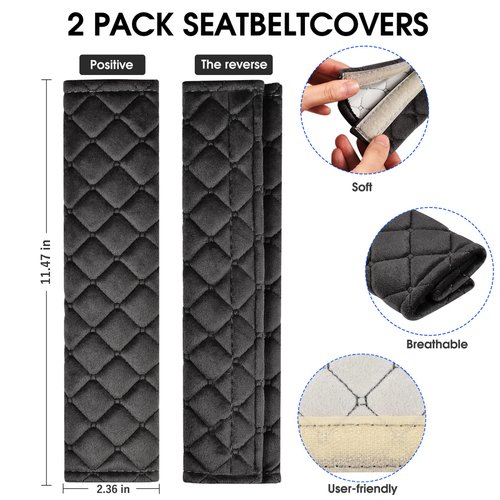 MIKAFEN Universal Car Seat Belt Pads Cover,Seat Belt Shoulder Strap Covers Harness Pad for Car/Bag,Soft Comfort Helps Protect You Neck and Shoulder from The Seat Belt Rubbing(2-Pack)