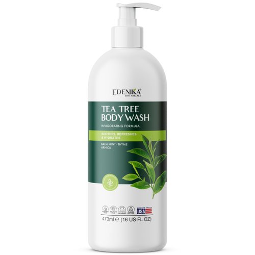 EDENIKA BOTANICALS Tea Tree Body Wash with Balm Mint, Thyme & Arnica, 16 fl oz, Invigorating & Hydrating Formula, Vegan, Sulfate-Free, Paraben-Free, for All Skin Types