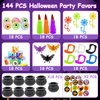 144 PCS Halloween Party Favors for Kids, 18 Pack Prefilled Small Plastic Witch Cauldron Halloween Toys in Bulk for Halloween Party School Classroom Prizes Trick or Treats Gifts