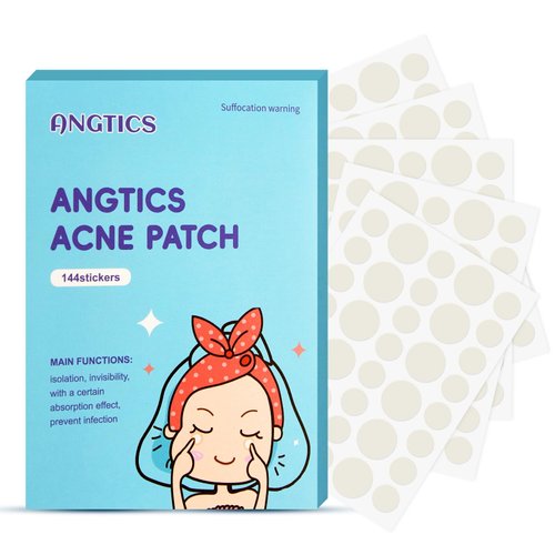 ANGTICS Pimple Patches for Face, 3 Sizes 144 Counts Acne Patches, Hydrocolloid Patches Zit Patches for Skin Care, Blemish Patches Invisible Acne Spot Treatment with Salicylic Acid, Tea Tree Oil